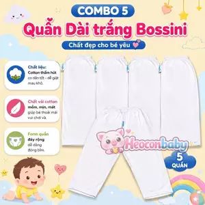COMBO 5 Quần Dài Trắng Cho Bé Thun Cotton Co Giãn 4 Chiều, Siêu Mát (Sơ Sinh -> 82kg)
