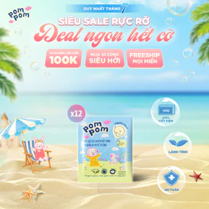 Nước Giặt Xả Pom Pom Newborn Dây 12 Gói 20ML - Tiện Mang Theo, Lành Tính Cho Bé Sơ Sinh, Hương Phấn Rôm Dịu Nhẹ NB20