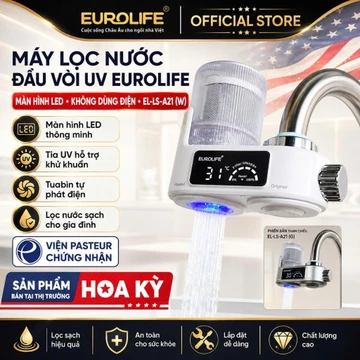 Máy Lọc Nước Uống Trực Tiếp Eurolife - Lọc Tại Vòi, Đèn UV Khử Khuẩn, Màn Hình LED Tuabin, Không Dùng Điện- EL-LS-A21
