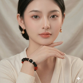[N1097] Vòng Tay Ngọc Trai Đá Nhân Tạo Mix Đỏ Đen, Sang Trọng, Móc Cài Chắc Chắn, Phù Hợp Cho Nữ - DAISYN.