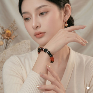 [N1097] Vòng Tay Ngọc Trai Đá Nhân Tạo Mix Đỏ Đen, Sang Trọng, Móc Cài Chắc Chắn, Phù Hợp Cho Nữ - DAISYN.