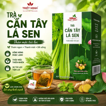 Trà Cần Tây Lá Sen Triết Minh | Thảo Mộc Cho Người Kiểm Soát Cân Nặng | 30 Túi Lọc