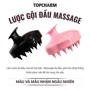 Lược massage đầu silicon TOPCHARM - Lược gỡ rối làm sạch chân tóc và da đầu, giảm gãy rụng tóc