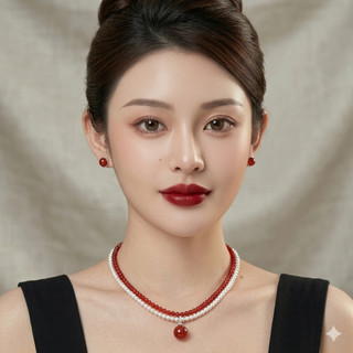 [N1067] Vòng Cổ Dây Chuyền Ngọc, Chuỗi Hạt Ngọc Trai Nhân Tạo 2 Dây Trắng Đỏ, Sang Trọng Cho Nữ, Phù Hợp Mang Nhiều Dịp.