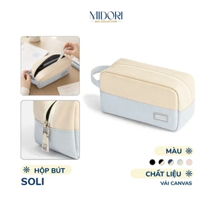 Hộp Bút SOLI Vải Polyester Ngăn Rộng Đựng Bút Viết Mỹ Phẩm Đi Học Làm Du Lịch| MIDORI BAG COLLECTION