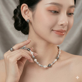 [N1050] Vòng Cổ, Chuỗi Hạt, Dây Chuyền Ngọc Nhân Tạo Xám Trắng Kem Sang Trọng Cho Nữ - DAISYN