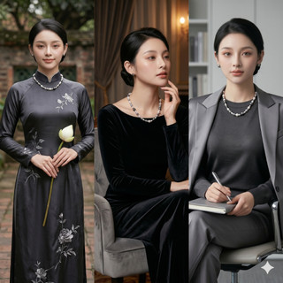 [N1050] Vòng Cổ, Chuỗi Hạt, Dây Chuyền Ngọc Nhân Tạo Xám Trắng Kem Sang Trọng Cho Nữ - DAISYN