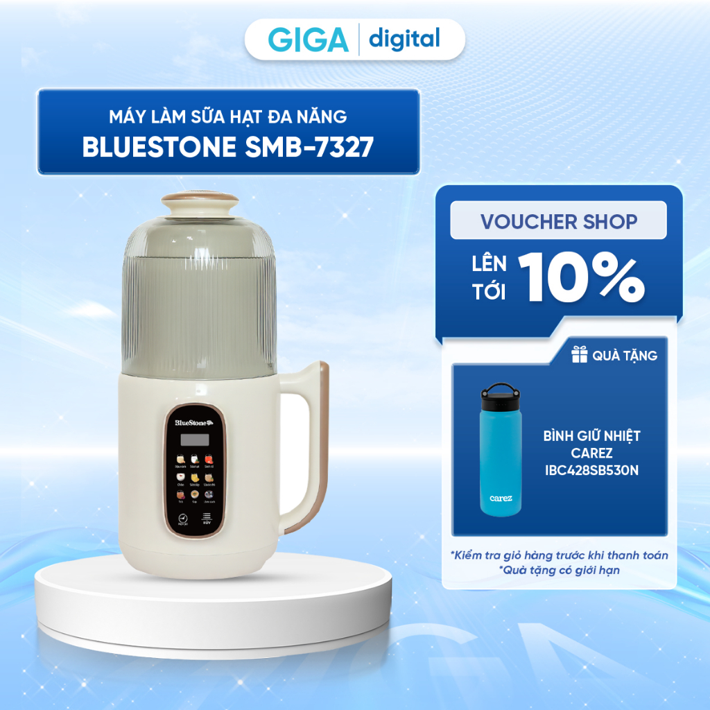 Máy làm sữa hạt đa năng BlueStone SMB-7327 1L 800W - 9 chương trình xay nấu - Chức năng tự làm sạch - Bảo hành 24 Tháng