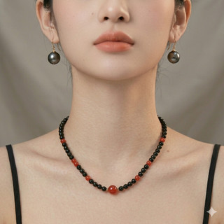 [N1072] Vòng Cổ Dây Chuyền Ngọc, Chuỗi Hạt Ngọc Trai Nhân Tạo Đen Đỏ, Sang Trọng Cho Nữ - DAISYN