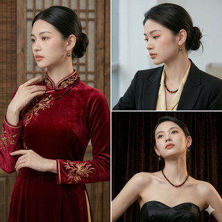 [N1072] Vòng Cổ Dây Chuyền Ngọc, Chuỗi Hạt Ngọc Trai Nhân Tạo Đen Đỏ, Sang Trọng Cho Nữ - DAISYN