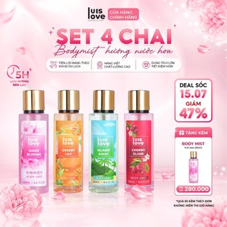 [MUA 4 TẶNG 1]Body mist Luislove 250ml, lưu giữ hương thơm lâu dài, phù hợp nhiều lứa tuổi
