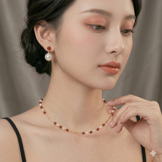 [N1070] Vòng Cổ Dây Chuyền Ngọc, Chuỗi Hạt Ngọc Trai Nhân Tạo Trắng Đỏ, Sang Trọng Cho Nữ - DAISYN