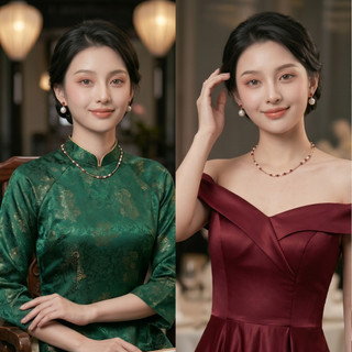 [N1070] Vòng Cổ Dây Chuyền Ngọc, Chuỗi Hạt Ngọc Trai Nhân Tạo Trắng Đỏ, Sang Trọng Cho Nữ - DAISYN