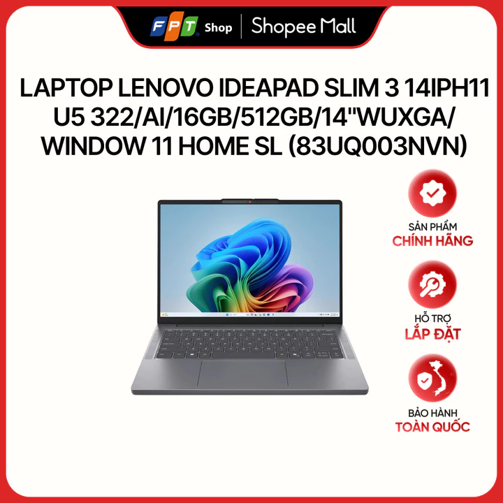 Laptop Lenovo IdeaPad Slim 3 14IPH11 U5 322/AI/16GB/512GB/14"WUXGA/Window 11 Home SL (83UQ003NVN)