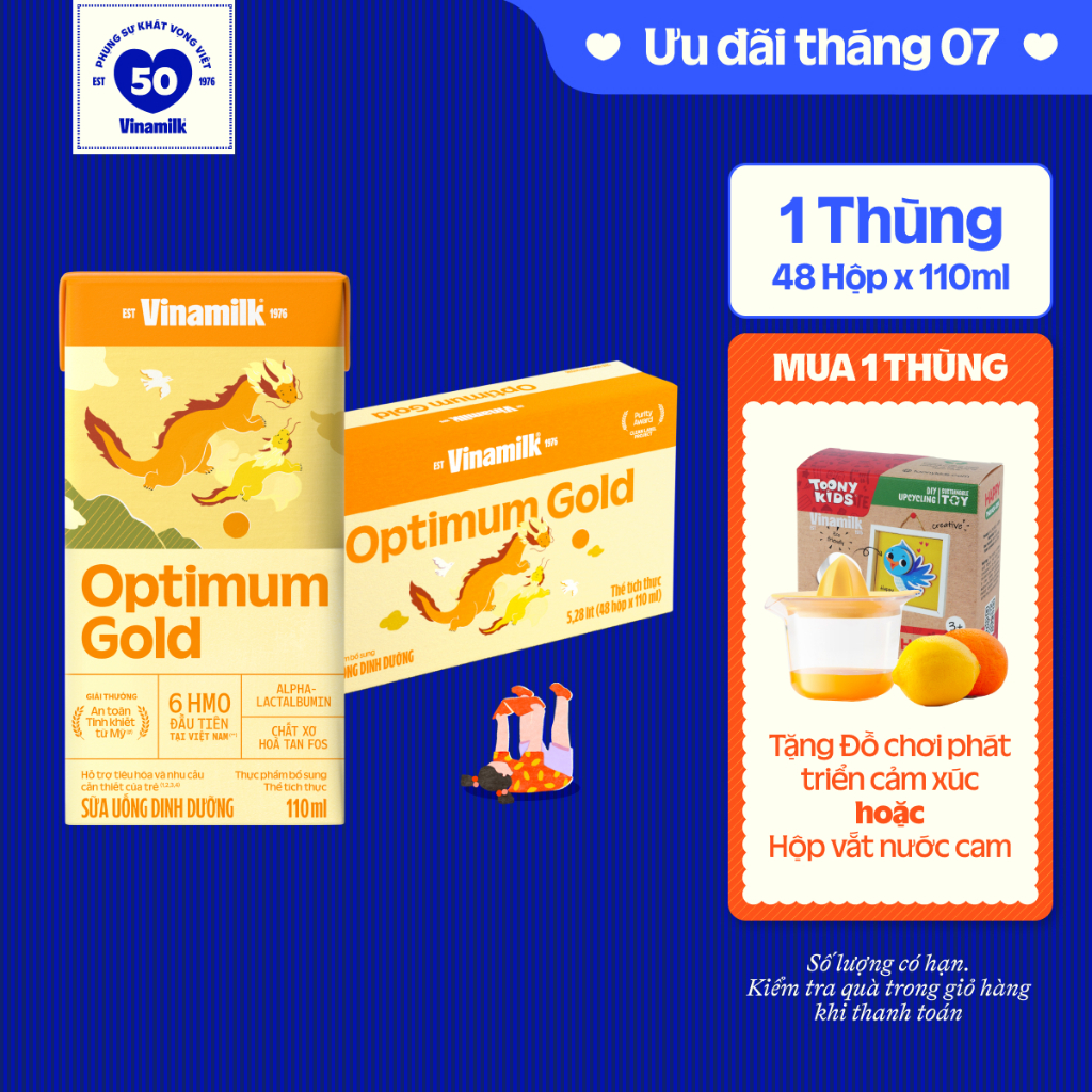 Thùng 48 hộp Sữa pha sẵn Vinamilk Optimum Gold 110ml