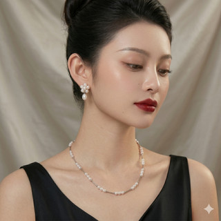 [N1076] Vòng Cổ Dây Chuyền Ngọc Sợi Mãnh, Chuỗi Hạt Ngọc Trai Nhân Tạo Trắng Xám, Sang Trọng Cho Nữ - DAISYN