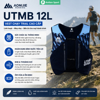 Vest nước thể thao chuyên chạy trail AONIJIE UTMB-12L,Kèm sẵn 2 bình nước 500ml,chăn bạc