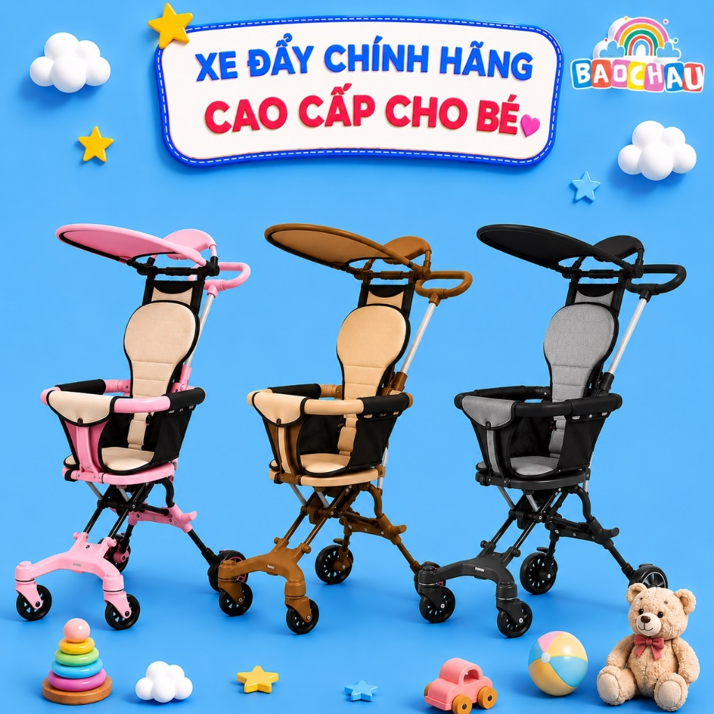 ⭐️[𝑴𝒊𝒆̂̃𝒏 𝑺𝒊́𝒑]Xe Đẩy Gấp Gọn Cho Bé Yêu, Bé Đi Du Lịch Đi Chơi Siêu Gọn Nhẹ-tặng miếng lót.