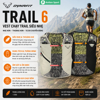 Vest Nước Chạy Trail Dynafit Trail 6 ( kèm sẵn 2 bình mềm 500ml ) Siêu Nhẹ - Thoáng Khí - Nhanh Khô