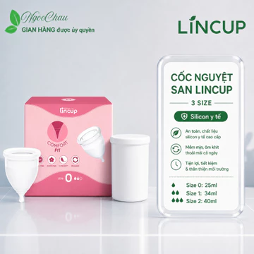Cốc nguyệt san Lincup, cốc nguyệt san silicon y tế đạt chuẩn FDA Hoa Kỳ, mềm mại, an toàn, đi biển