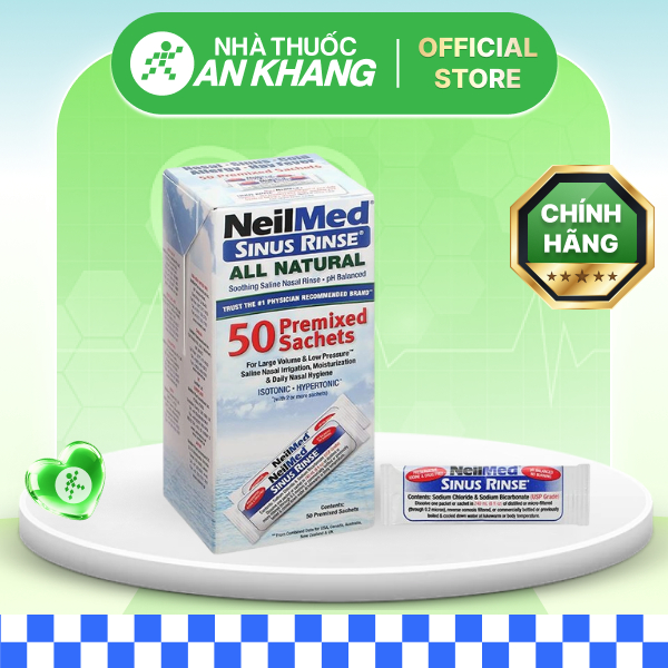 Muối vệ sinh mũi Neilmed Sinus Rinse giảm triệu chứng viêm mũi dị ứng hộp 50 gói [Nhà Thuốc An Khang - Chính Hãng 100%]