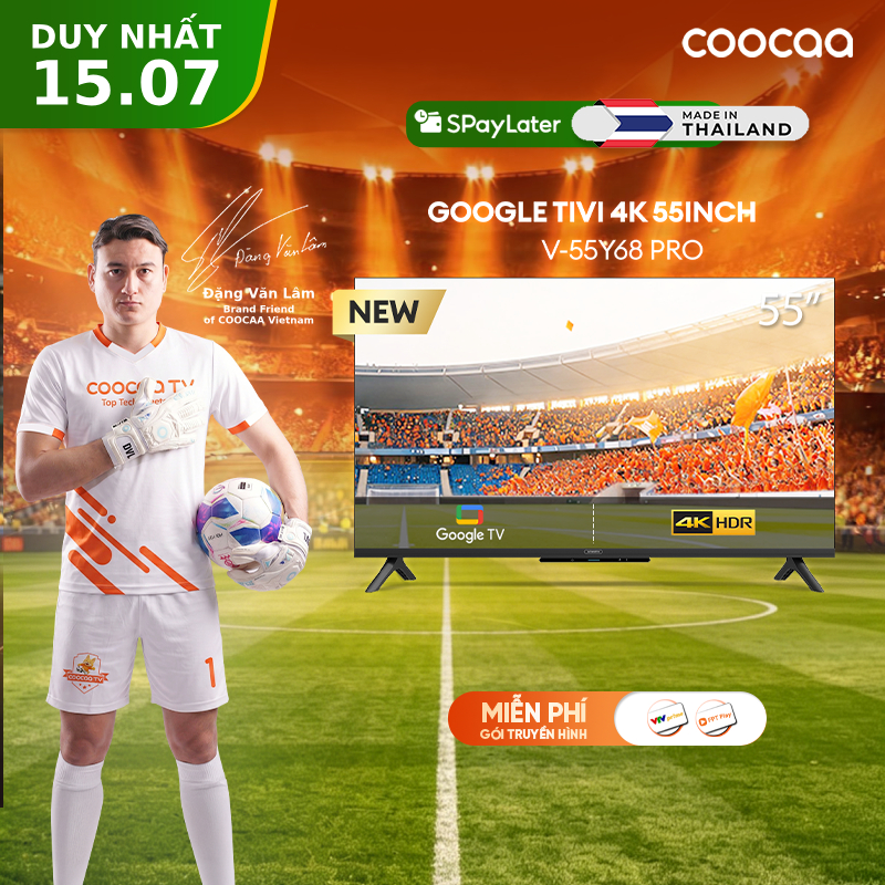 [Miễn phí lắp đặt HN-HCM] Google Tivi QLED Coocaa 55 inch - 55Y68 Pro