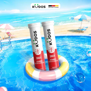 Combo 2 Tuýp TPBVSK Viên sủi KUDOS DAILY VITAMINS PLUS BIOTIN & GINSENG bổ sung vitamin tổng hợp và nhân sâm (20v/tuýp)