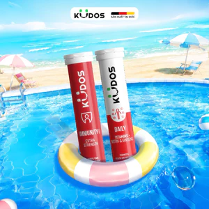 Combo 2 TPBVSK Viên sủi KUDOS IMMUNITY + Viên sủi KUDOS DAILY bổ sung vitamin tổng hợp và nhân sâm (20 viên/tuýp)