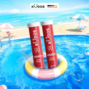 Combo 2 Tuýp TPBVSK Viên sủi KUDOS IMMUNITY bổ sung 1000mg vitamin C, Kẽm, D3, E, Selen (20 viên/tuýp)