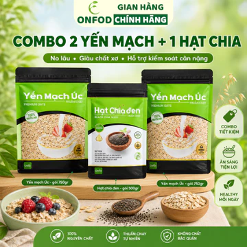 Combo 2 yến mạch 1 hạt chia giảm cân ONFOD ăn liền ăn kiêng eat clean ăn dặm cho bé mẹ bầu healthy