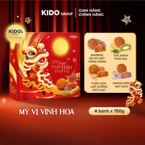 Bánh Trung Thu KIDO - HỘP MỸ VỊ VINH HOA - Combo gồm 4 bánh trung thu 150g loại 1 trứng - Kido Group