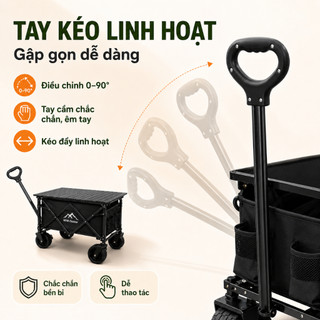 WTHB Xe kéo hàng cắm trại gấp gọn 360L, tải 300kg, khung thép chắc chắn, dễ gấp, tiện dụng cho mọi chuyến đi