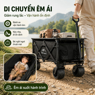 WTHB Xe kéo hàng cắm trại gấp gọn 360L, tải 300kg, khung thép chắc chắn, dễ gấp, tiện dụng cho mọi chuyến đi