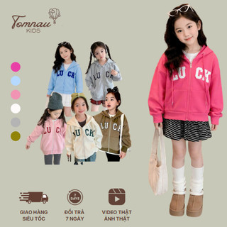 K4 - [tomnaukids] Áo khoác hoodie khoá kéo nỉ cho bé gái size từ 9-40Kg