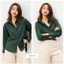 Áo sơ mi nữ GILLEE dáng oversized, sơ mi form rộng vải kate lụa xanh rêu FAS291
