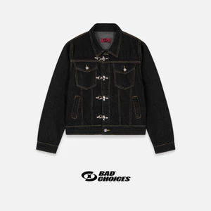 Bad Choices | Áo khoác jeans khóa gài TOGGLE wash màu form boxy