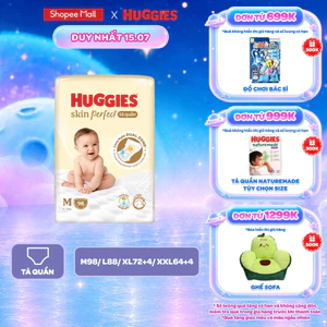 Tã quần Huggies Skin Perfect Mega Jumbo cỡ M/L/XL/XXL với 2 vùng thấm giảm kích ứng da