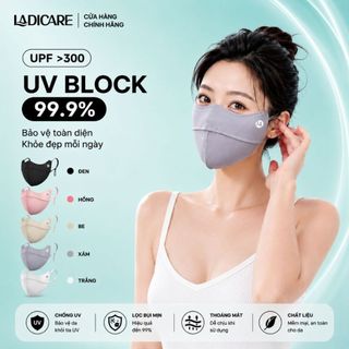 Khẩu Trang Chống Tia UV LADICARE Chính Hãng, Vải Lụa Băng Mát Lạnh, Chống Nắng Toàn Diện UPF50+
