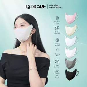 Khẩu trang 9A LADICARE 5 lớp dày dặn thoáng khí, chống nắng, tia uv toàn diện, ôm trọn mặt, quai đeo mềm mại