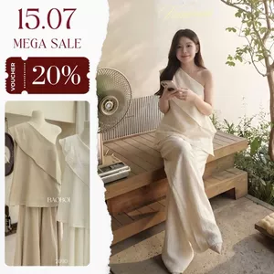 Set Áo Lệch Vai Phối Bèo Mix Quần Suông Ống Rộng Chất Liệu Đũi Hàn Cao Cấp Mềm Thoáng Mát