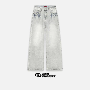 Bad Choices | Quần jeans ống suông PLAIN wash màu phong cách Menswear