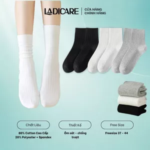 Tất vớ nam nữ sợi tự nhiên LADICARE [5 TẶNG 1] cao cấp dày dặn không đường may mềm mại êm ái thoáng khí