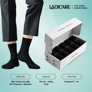 Hộp 10 Đôi Tất Vớ Trơn Nam Nữ LADICARE 3 Màu Trắng, Đen Xám, Chất Liệu Dày Dặn, Thấm Hút Mồ Hôi Thoáng Khí