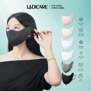 Khẩu trang 9A LADICARE 5 lớp khoáng khuẩn dày dặn tháng khí, chống nắng toàn diện, ôm sát khuôn mặt