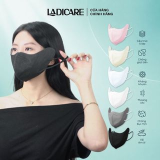 [Combo 100 Cái] Khẩu trang 9A LADICARE 5 lớp khoáng khuẩn dày dặn tháng khí, chống nắng toàn diện, ôm sát khuôn mặt