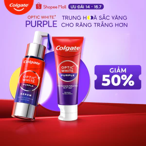 Bộ Kem đánh răng & Serum Colgate trắng răng Optic White Purple x IU - Trung hòa sắc vàng cho răng trắng sáng