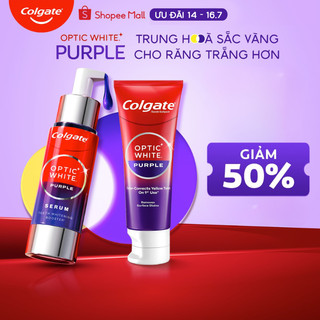 Bộ Kem đánh răng & Serum Colgate trắng răng Optic White Purple x IU - Trung hòa sắc vàng cho răng trắng sáng