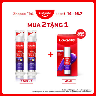 [Bản giới hạn] Bộ 2 Kem đánh răng Colgate vòi nhấn thông minh Optic White Purple x IU, cho răng trắng sáng hơn 130g/ống