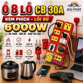 Ổ Cắm Chịu Tải Lõi Sứ Không Dây Đi Kèm Phích Lõi Sứ 6000W Vinamax Có Lõi Sứ Shống Cháy