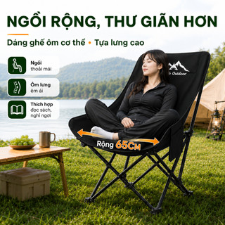Ghế Camping Ngả Lưng Gấp Gọn Tựa Lưng Cao, Ghế Dã Ngoại Thư Giãn Êm Ái Chịu Lực 300KG Có Túi Đựng Tiện Lợi